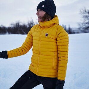 NEW Fjallraven Womens Expedition Pack Down Hoodie Jacket 86122 S Mustard Yellow